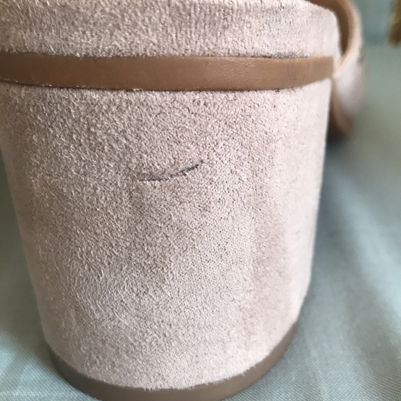 Madeline faux gray suede studded slip on sandals chunky heel Sz 9.5 comfy casual - Picture 5 of 15